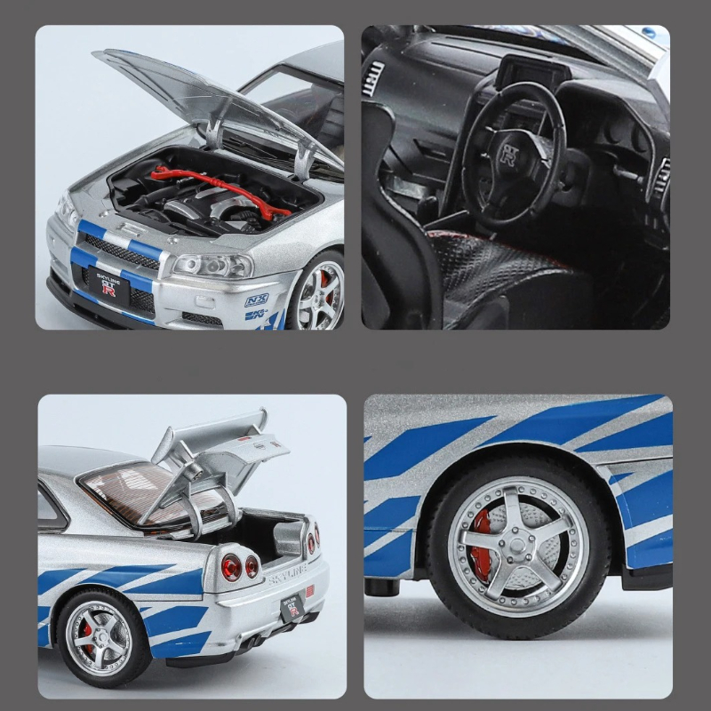 1:24 Nissan GTR R34 Skylin Fas - مراجعة Model Kit Nissan Skyline وسعره