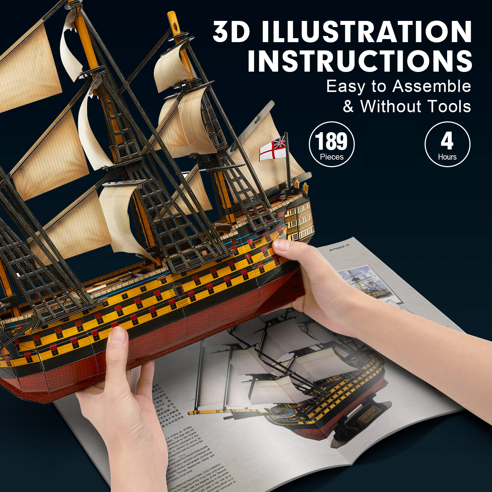 3D Puzzles Large HMS Victory V - مراجعة Model Kit Hms Victory وسعره